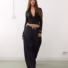 Weekday deep halter neck long sleeve top in black exclusive to ASOS
