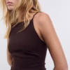 Stradivarius Striped midi halter dress in brown
